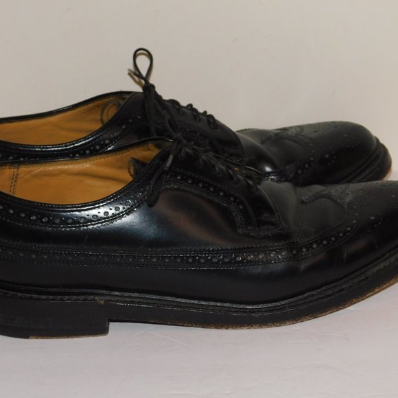 Stafford Men\'s Leather Wingtip Cap Toe Dress Shoes Black Size 8 1/2M main image 7